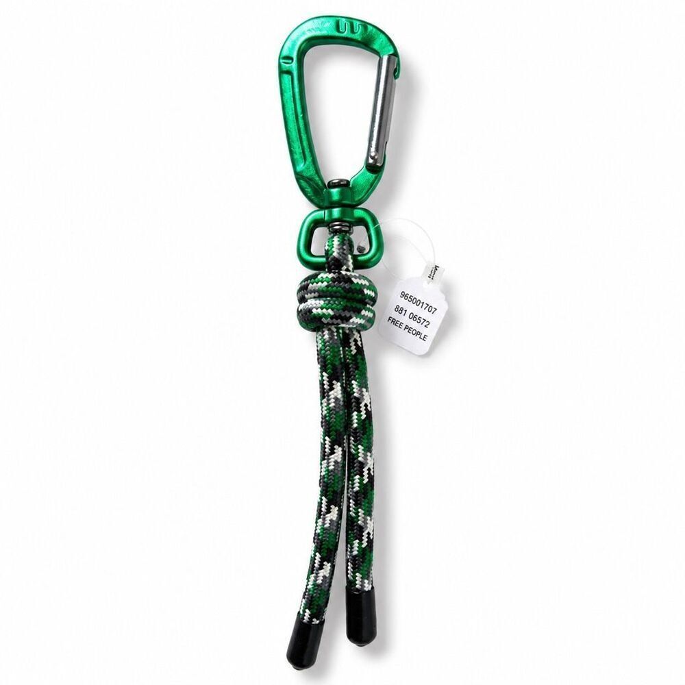 Free People FP Movement She’s Electric Keyring Green Paracord Carabiner NWT